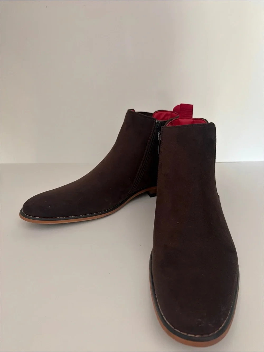 Tayno Men's Brown Suede Chukka Boots with Side Zip